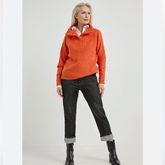 Johnstons Scotland Cashmere Pullover Sweater Jumper Quarter Snap Women’s Coral - Picture 1 of 9